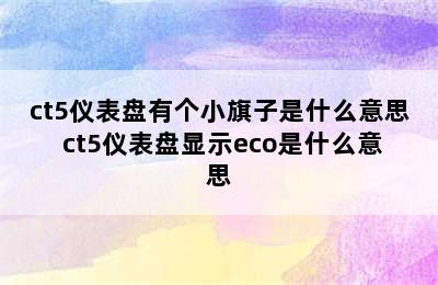 ct5仪表盘有个小旗子是什么意思 ct5仪表盘显示eco是什么意思